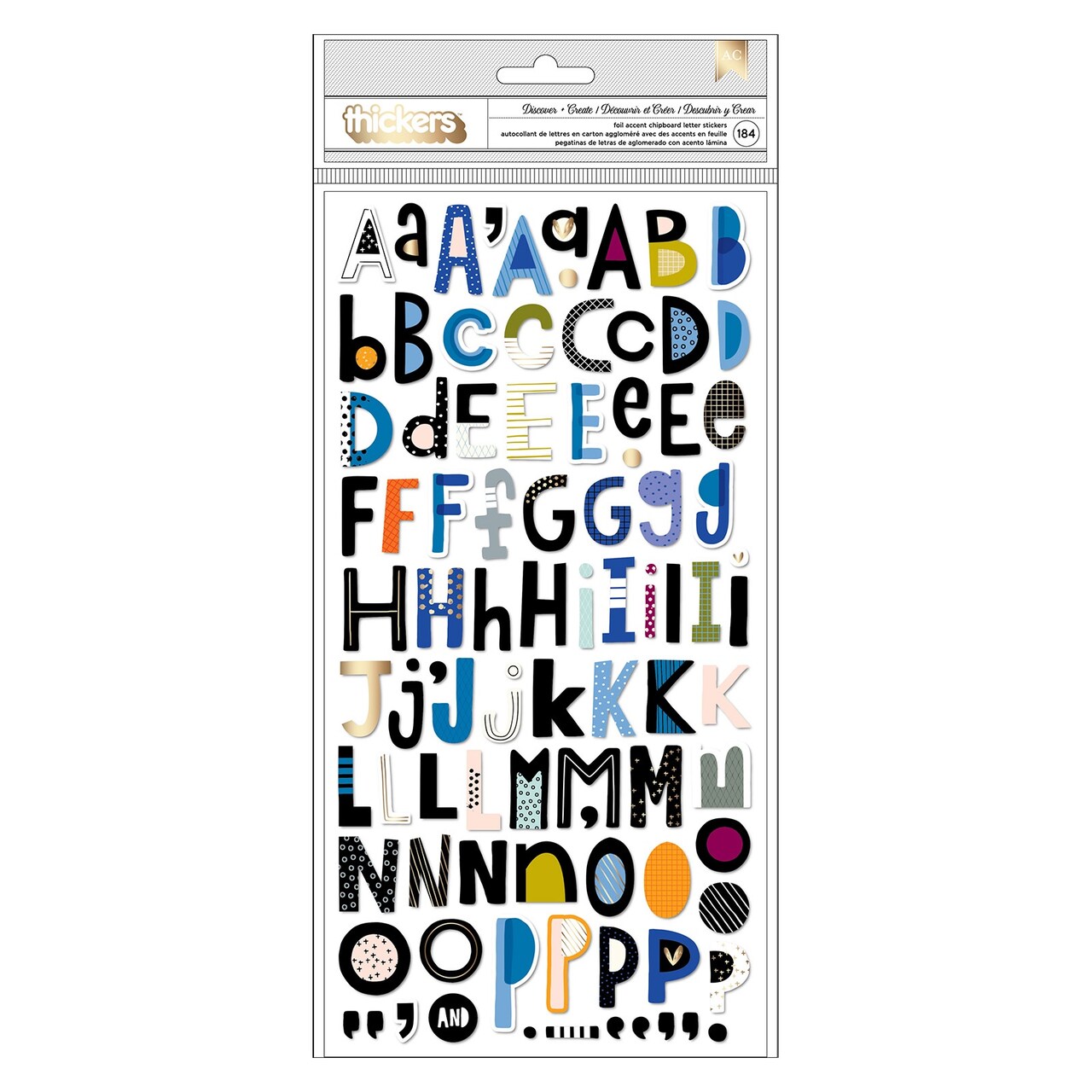 Vicki Boutin Discover + Create Thickers Stickers 184/Pkg-Alpha W/Gold Foil